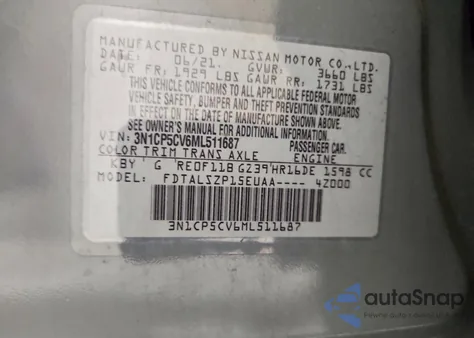 2021 Nissan Kicks Sv from USA, damaged, VIN 3N1CP5CV6ML511687